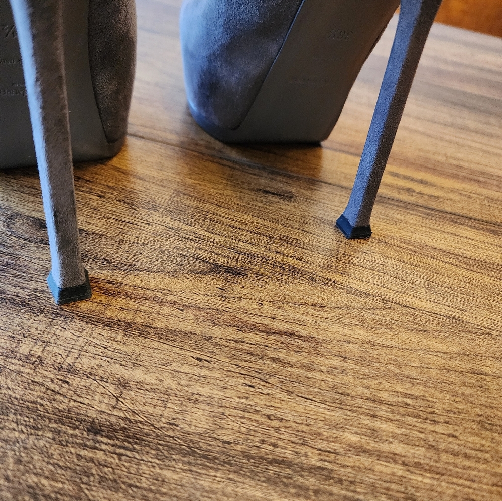 Yves Saint Laurent Tribtoo Heels Pumps Stilettos 36.5 6.5 Suede Grey - Picture 4 of 7